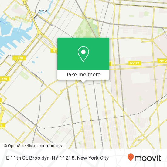 Mapa de E 11th St, Brooklyn, NY 11218