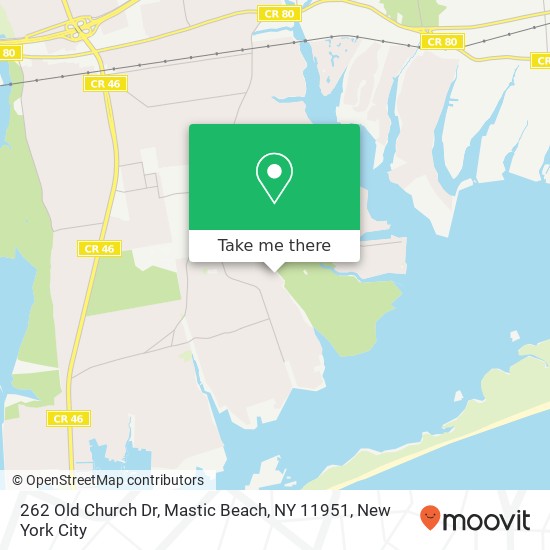 Mapa de 262 Old Church Dr, Mastic Beach, NY 11951