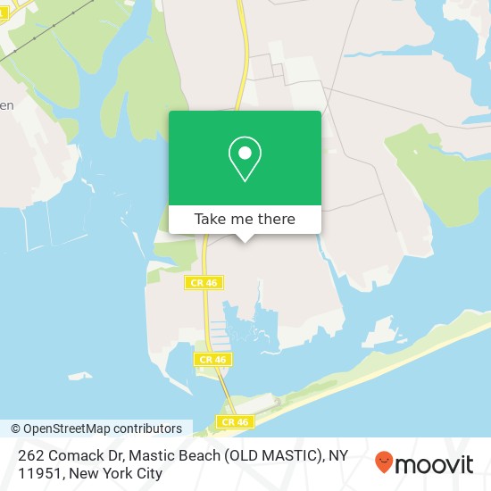 262 Comack Dr, Mastic Beach (OLD MASTIC), NY 11951 map