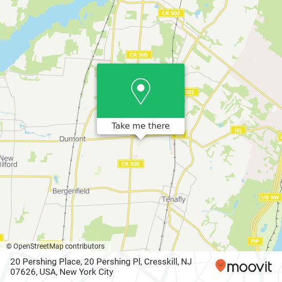 20 Pershing Place, 20 Pershing Pl, Cresskill, NJ 07626, USA map