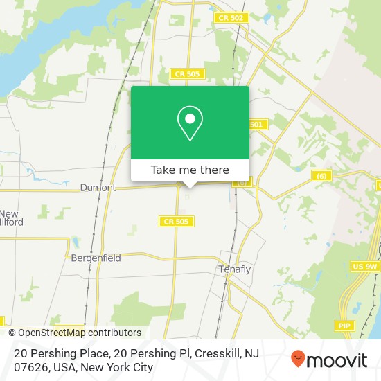 Mapa de 20 Pershing Place, 20 Pershing Pl, Cresskill, NJ 07626, USA