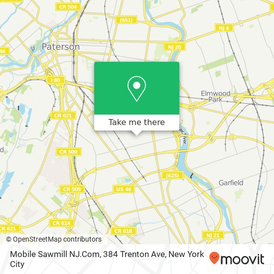 Mapa de Mobile Sawmill NJ.Com, 384 Trenton Ave