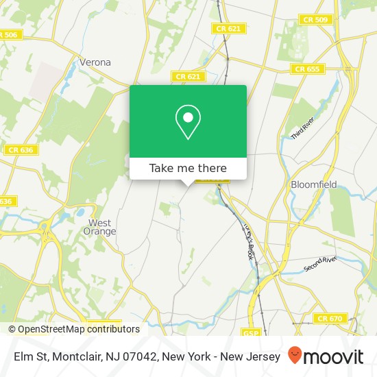 Mapa de Elm St, Montclair, NJ 07042