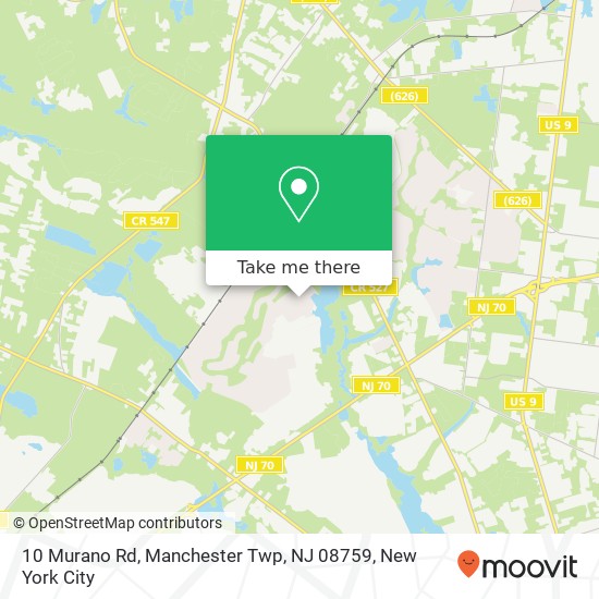 Mapa de 10 Murano Rd, Manchester Twp, NJ 08759