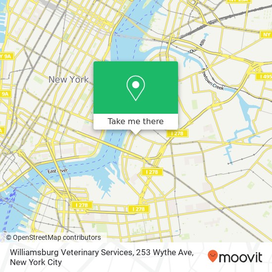 Mapa de Williamsburg Veterinary Services, 253 Wythe Ave