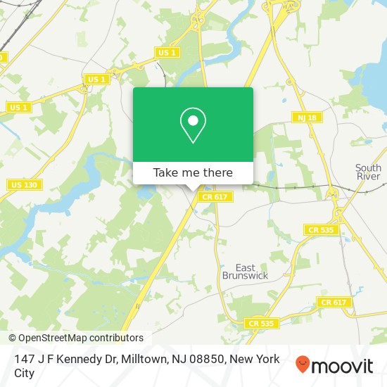 Mapa de 147 J F Kennedy Dr, Milltown, NJ 08850