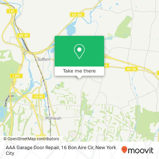 AAA Garage Door Repair, 16 Bon Aire Cir map