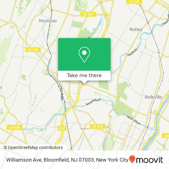 Mapa de Williamson Ave, Bloomfield, NJ 07003