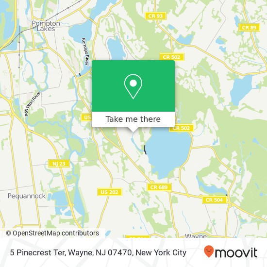 Mapa de 5 Pinecrest Ter, Wayne, NJ 07470