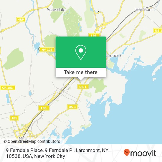 Mapa de 9 Ferndale Place, 9 Ferndale Pl, Larchmont, NY 10538, USA