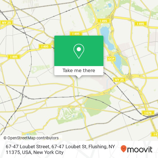 Mapa de 67-47 Loubet Street, 67-47 Loubet St, Flushing, NY 11375, USA