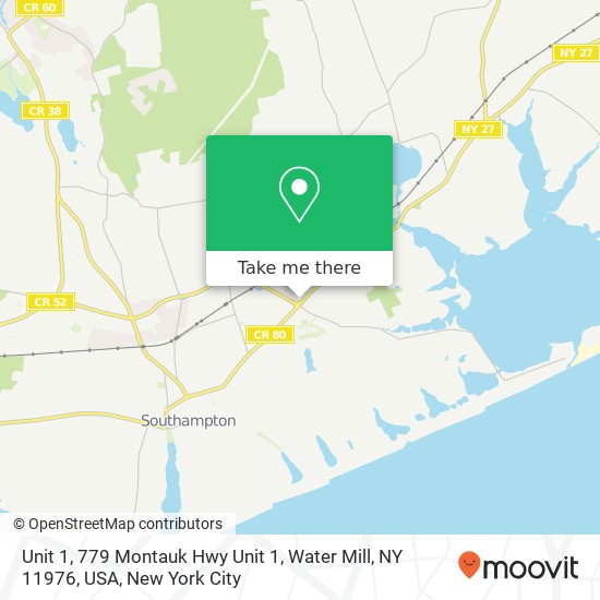 Mapa de Unit 1, 779 Montauk Hwy Unit 1, Water Mill, NY 11976, USA