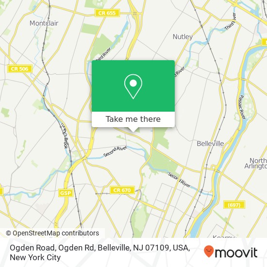 Mapa de Ogden Road, Ogden Rd, Belleville, NJ 07109, USA