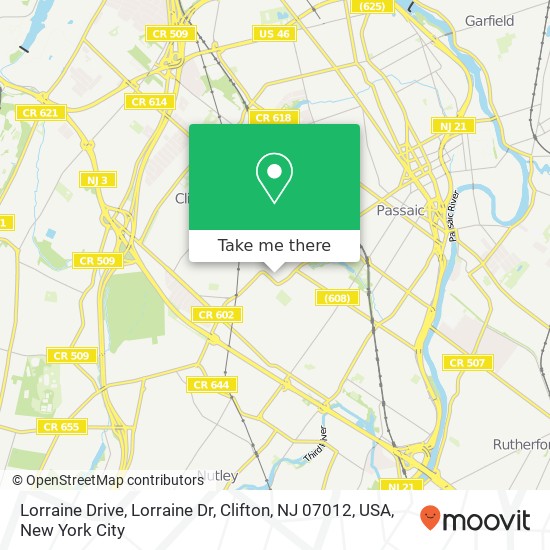 Lorraine Drive, Lorraine Dr, Clifton, NJ 07012, USA map