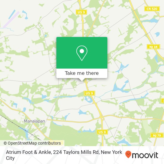 Mapa de Atrium Foot & Ankle, 224 Taylors Mills Rd