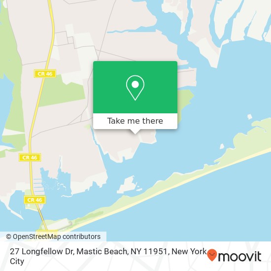 Mapa de 27 Longfellow Dr, Mastic Beach, NY 11951