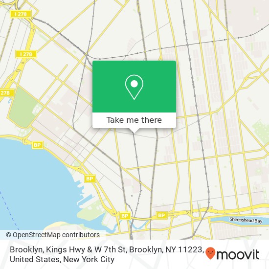 Brooklyn, Kings Hwy & W 7th St, Brooklyn, NY 11223, United States map