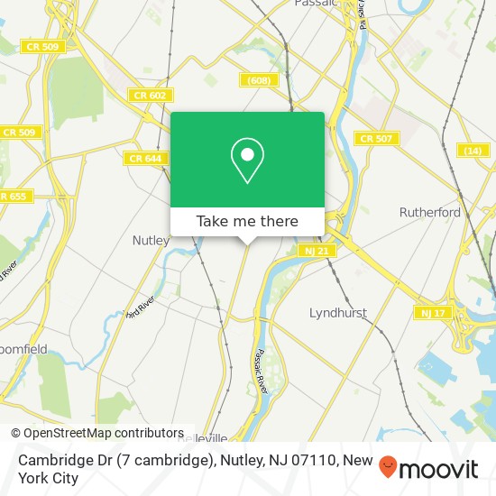 Mapa de Cambridge Dr (7 cambridge), Nutley, NJ 07110