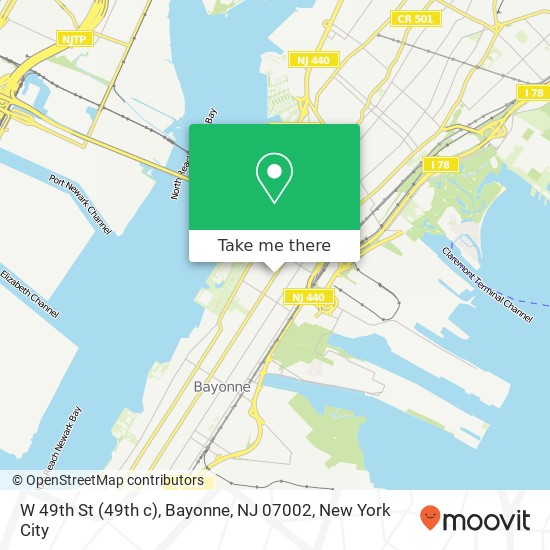 Mapa de W 49th St (49th c), Bayonne, NJ 07002