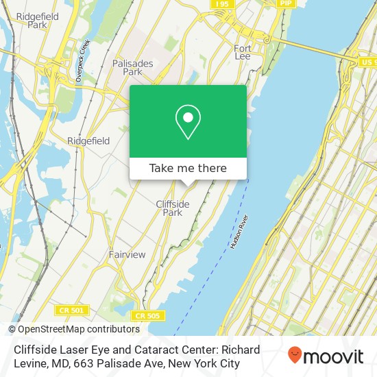 Mapa de Cliffside Laser Eye and Cataract Center: Richard Levine, MD, 663 Palisade Ave