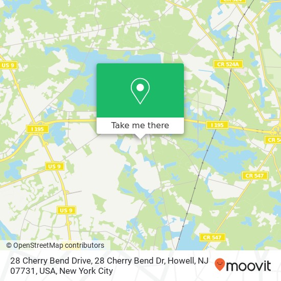 Mapa de 28 Cherry Bend Drive, 28 Cherry Bend Dr, Howell, NJ 07731, USA