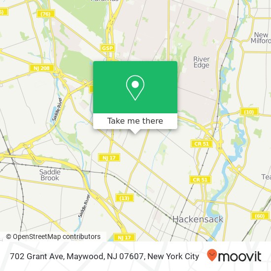 Mapa de 702 Grant Ave, Maywood, NJ 07607