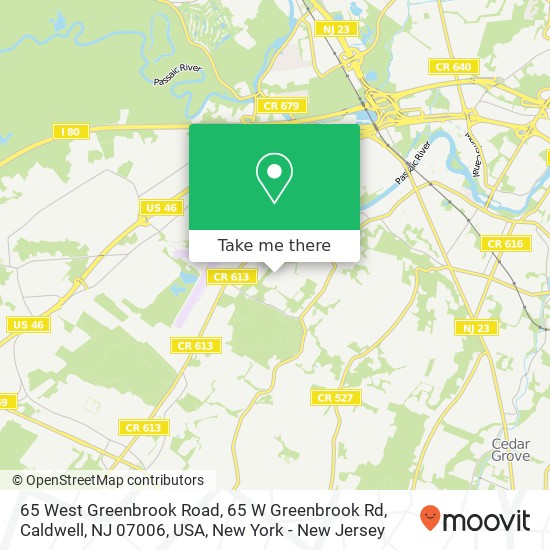 Mapa de 65 West Greenbrook Road, 65 W Greenbrook Rd, Caldwell, NJ 07006, USA