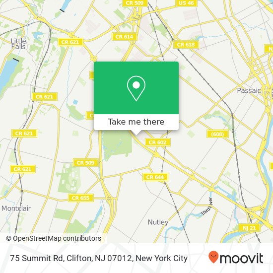 Mapa de 75 Summit Rd, Clifton, NJ 07012