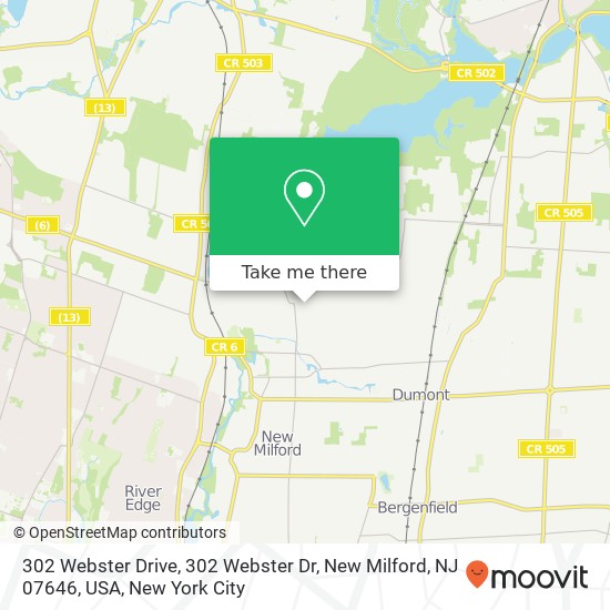 Mapa de 302 Webster Drive, 302 Webster Dr, New Milford, NJ 07646, USA