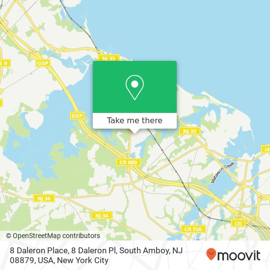Mapa de 8 Daleron Place, 8 Daleron Pl, South Amboy, NJ 08879, USA