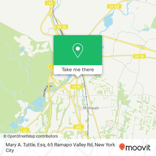 Mapa de Mary A. Tuttle, Esq, 65 Ramapo Valley Rd