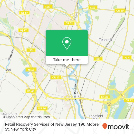 Mapa de Retail Recovery Services of New Jersey, 190 Moore St