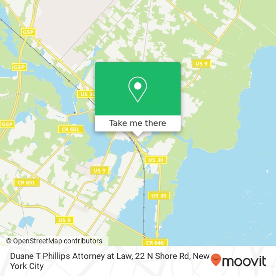 Mapa de Duane T Phillips Attorney at Law, 22 N Shore Rd