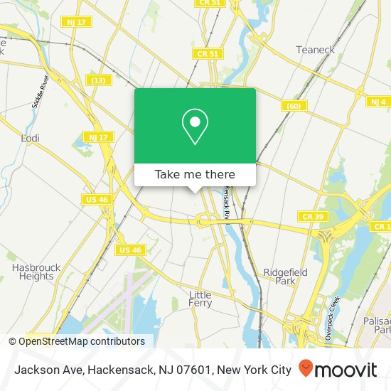 Mapa de Jackson Ave, Hackensack, NJ 07601