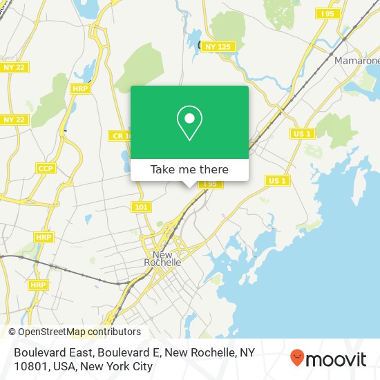 Mapa de Boulevard East, Boulevard E, New Rochelle, NY 10801, USA