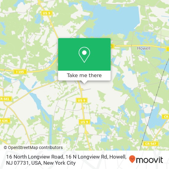 Mapa de 16 North Longview Road, 16 N Longview Rd, Howell, NJ 07731, USA