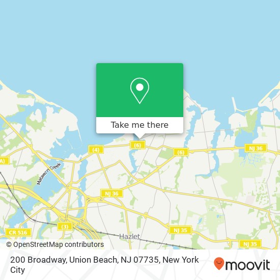 Mapa de 200 Broadway, Union Beach, NJ 07735