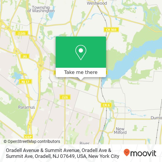 Oradell Avenue & Summit Avenue, Oradell Ave & Summit Ave, Oradell, NJ 07649, USA map