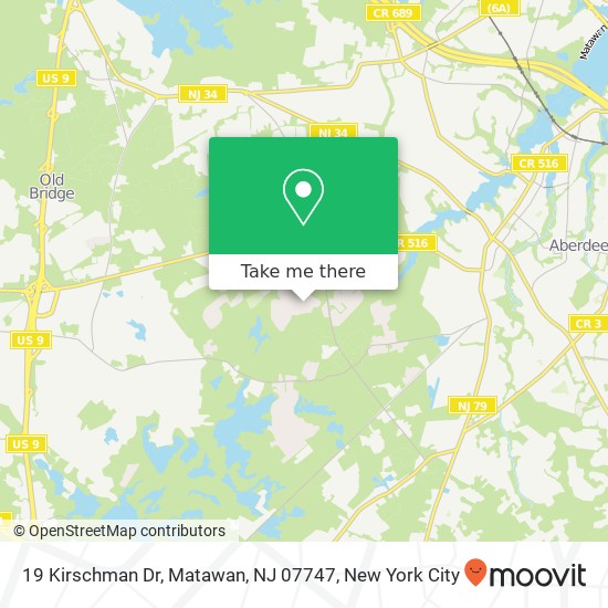 Mapa de 19 Kirschman Dr, Matawan, NJ 07747