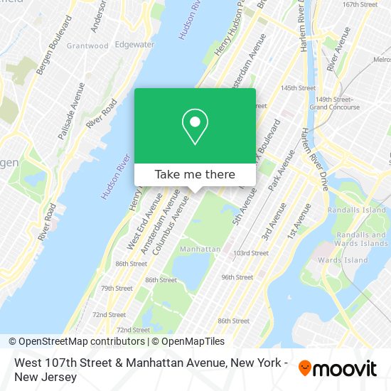 West 107th Street & Manhattan Avenue map