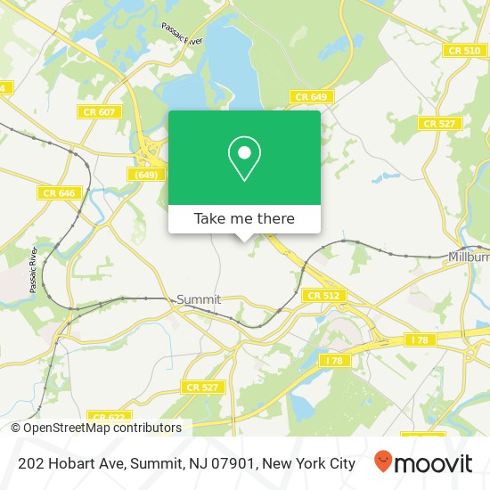 Mapa de 202 Hobart Ave, Summit, NJ 07901