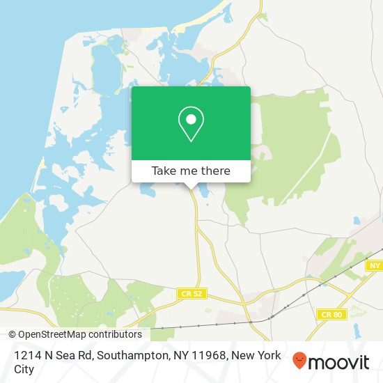 Mapa de 1214 N Sea Rd, Southampton, NY 11968