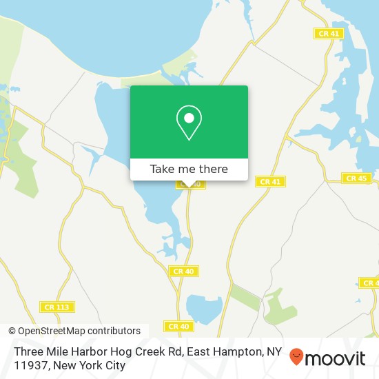 Three Mile Harbor Hog Creek Rd, East Hampton, NY 11937 map