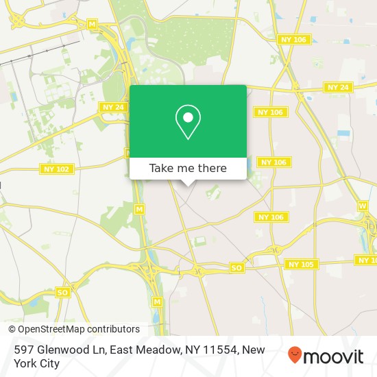 597 Glenwood Ln, East Meadow, NY 11554 map
