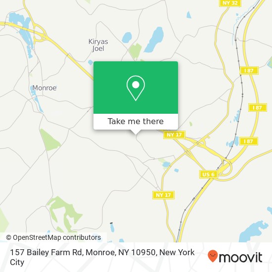 Mapa de 157 Bailey Farm Rd, Monroe, NY 10950