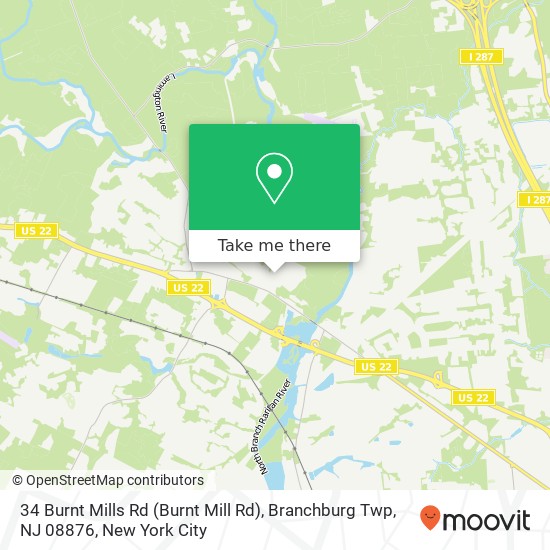 Mapa de 34 Burnt Mills Rd (Burnt Mill Rd), Branchburg Twp, NJ 08876