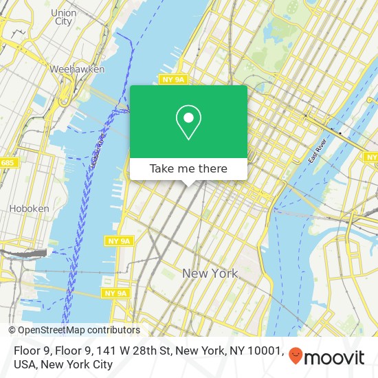 Floor 9, Floor 9, 141 W 28th St, New York, NY 10001, USA map