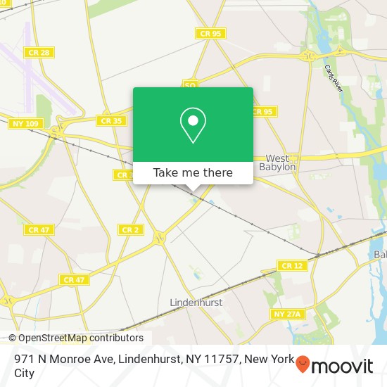 Mapa de 971 N Monroe Ave, Lindenhurst, NY 11757