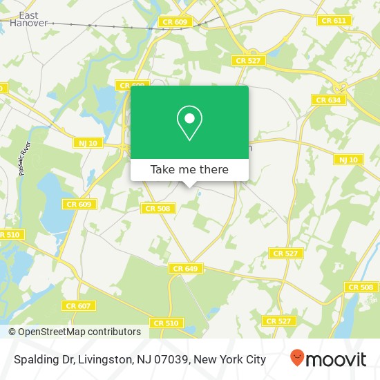 Mapa de Spalding Dr, Livingston, NJ 07039