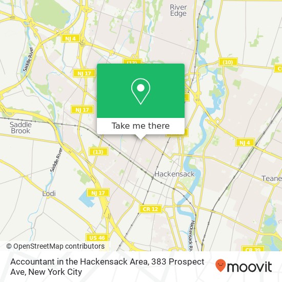 Accountant in the Hackensack Area, 383 Prospect Ave map